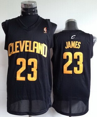 Cleveland Cavaliers #23 LeBron James Black With Gold Swingman Jersey