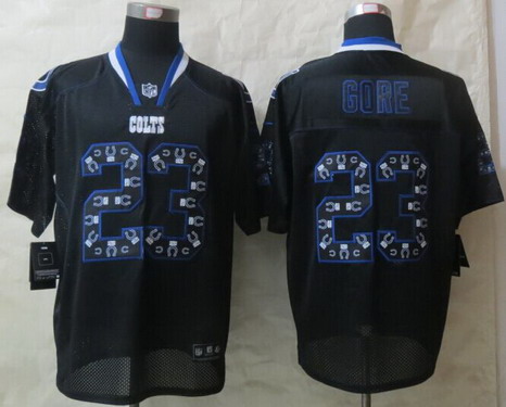 Nike Indianapolis Colts #23 Frank Gore Lights Out Black Ornamented Elite Jersey