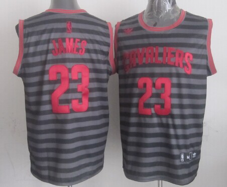 Cleveland Cavaliers #23 LeBron James Gray With Black Pinstripe Jersey