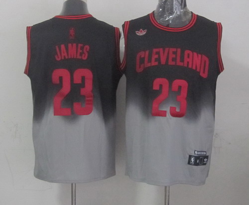 Cleveland Cavaliers #23 LeBron James Black/Gray Fadeaway Fashion Jersey