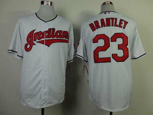 Cleveland Indians #23 Michael Brantley White Jersey