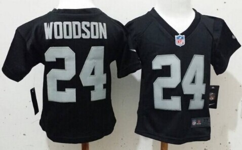 Nike Oakland Raiders #24 Charles Woodson Black Toddlers Jersey
