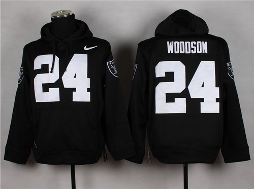 Nike Oakland Raiders #24 Charles Woodson Black Hoodie