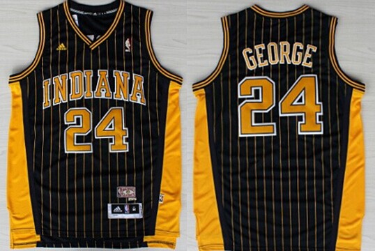 Indiana Pacers #24 Paul George Navy Blue Pinstirpe Swingman Throwback Jersey