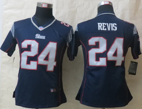 Nike New England Patriots #24 Darrelle Revis Blue Game Womens Jersey