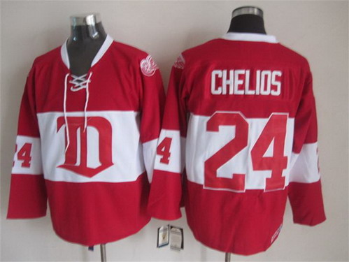 Detroit Red Wings #24 Chris Chelios Red Winter Classic Throwback CCM Jersey