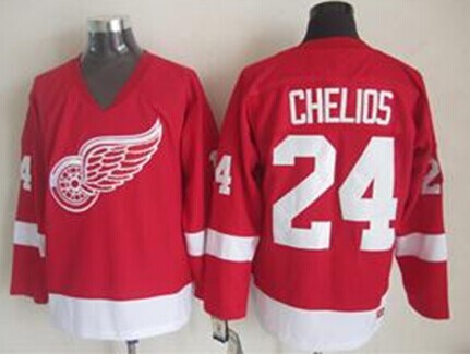 Detroit Red Wings #24 Chris Chelios Red Throwback CCM Jersey