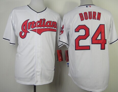 Cleveland Indians #24 Michael Bourn White Jersey
