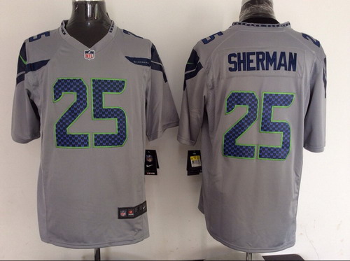 Nike Seattle Seahawks #25 Richard Sherman Gray Game Jersey