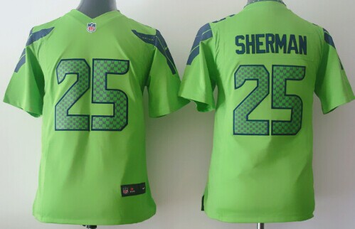 Nike Seattle Seahawks #25 Richard Sherman Green Game Kids Jersey
