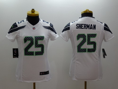 Nike Seattle Seahawks #25 Richard Sherman White Limited Womens Jersey