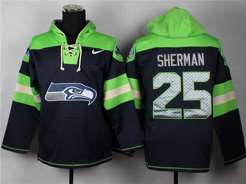 Nike Seattle Seahawks #25 Richard Sherman 2014 Navy Blue Hoodie