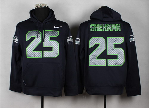 Nike Seattle Seahawks #25 Richard Sherman Navy Blue Hoodie
