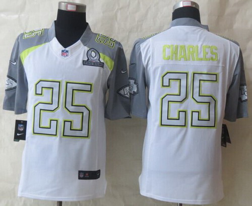 Nike Team Carter #25 Jamaal Charles 2015 Pro Bowl White Elite Jersey