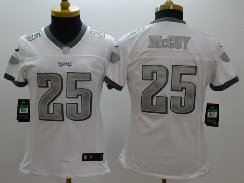 Nike Philadelphia Eagles #25 LeSean McCoy Platinum White Limited Womens Jersey