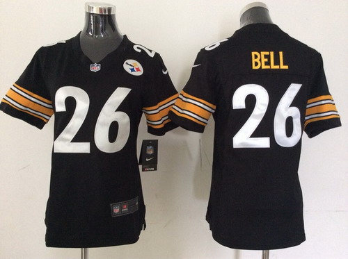 Nike Pittsburgh Steelers #26 LeVeon Bell Black Game Womens Jersey