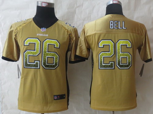 Nike Pittsburgh Steelers #26 LeVeon Bell Drift Fashion Yellow Kids Jersey
