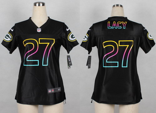 Nike Green Bay Packers #27 Eddie Lacy Pro Line Black Fashion Womens Jersey
