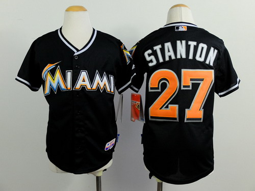 Miami Marlins #27 Mike Stanton Black Kids Jersey