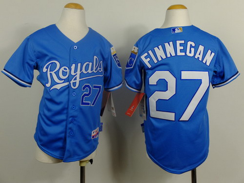 Kansas City Royals #27 Brandon Finnegan Light Blue Kids Jersey