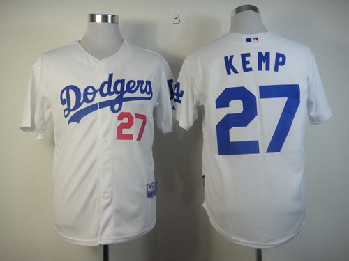 Los Angeles Dodgers #27 Matt Kemp White Jersey