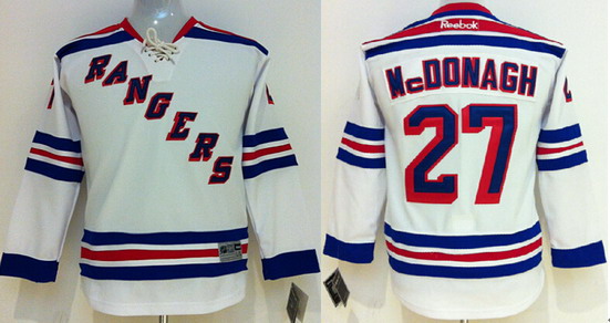New York Rangers #27 Ryan Mcdonagh White Kids Jersey