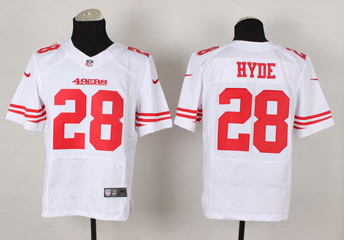 Nike San Francisco 49ers #28 Carlos Hyde White Elite Jersey