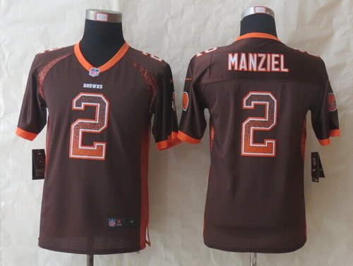 Nike Cleveland Browns #2 Johnny Manziel Drift Fashion Brown Kids Jersey