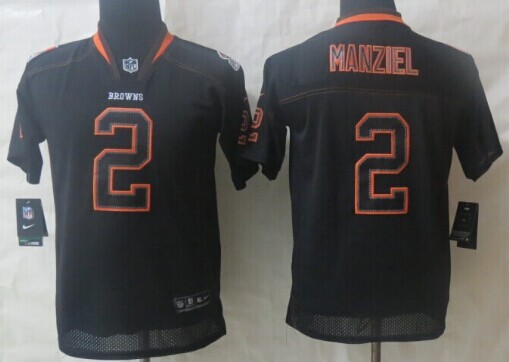 Nike Cleveland Browns #2 Johnny Manziel  Lights Out Black Kids Jersey