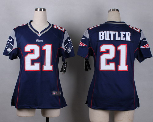 Nike New England Patriots #21 Malcolm Butler Blue Game Womens Jersey