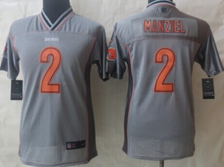Nike Cleveland Browns #2 Johnny Manziel 2013 Gray Vapor Kids Jersey