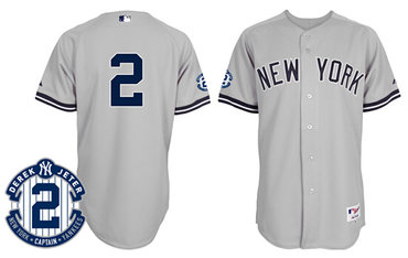 New York Yankees #2 Derek Jeter Gray Retirement Patch Jersey
