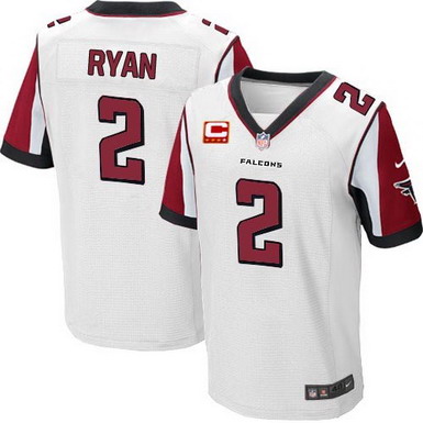 Nike Atlanta Falcons #2 Matt Ryan White C Patch Elite Jersey