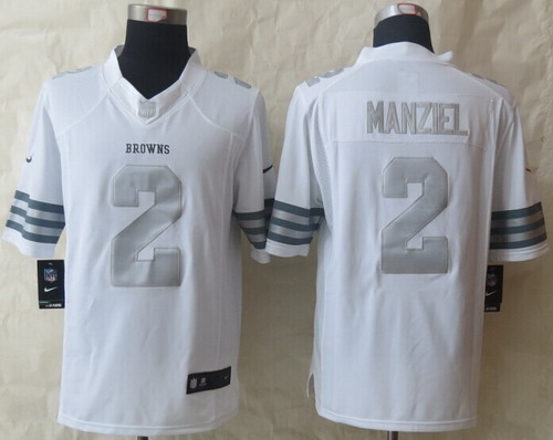 Nike Cleveland Browns #2 Johnny Manziel Platinum White Limited Jersey