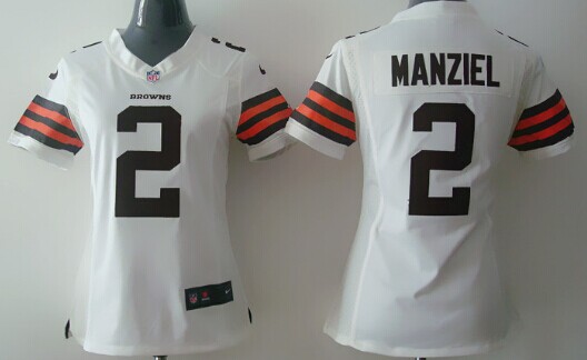 Nike Cleveland Browns #2 Johnny Manziel White Game Womens Jersey