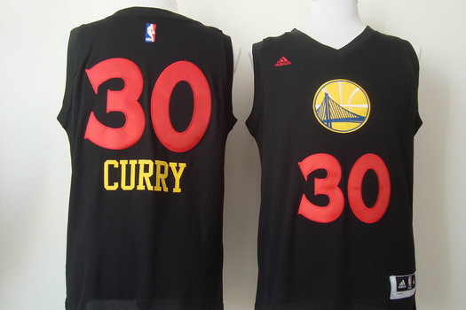 Golden State Warriors #30 Stephen Curry 2015 Black With Red Fashion Jersey