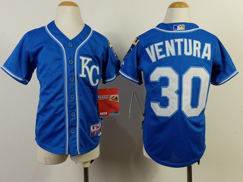 Kansas City Royals #30 Yordano Ventura 2014 Blue Kids Jersey