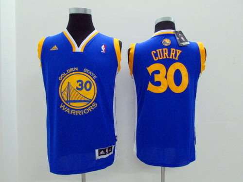 Golden State Warriors #30 Stephen Curry Blue Kids Jersey
