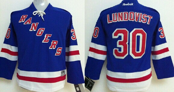New York Rangers #30 Henrik Lundqvist Light Blue Kids Jersey