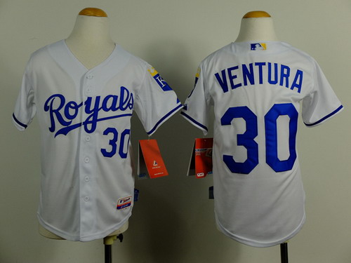 Kansas City Royals #30 Yordano Ventura White Kids Jersey
