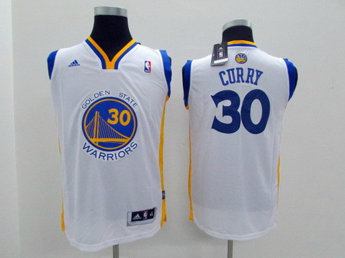 Golden State Warriors #30 Stephen Curry White Kids Jersey