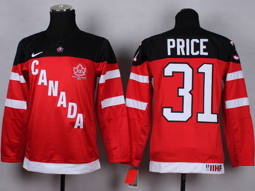 2014/15 Team Canada #31 Carey Price Red 100TH Kids Jersey