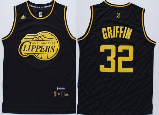 Los Angeles Clippers #32 Blake Griffin Revolution 30 Swingman 2014 Black With Gold Jersey