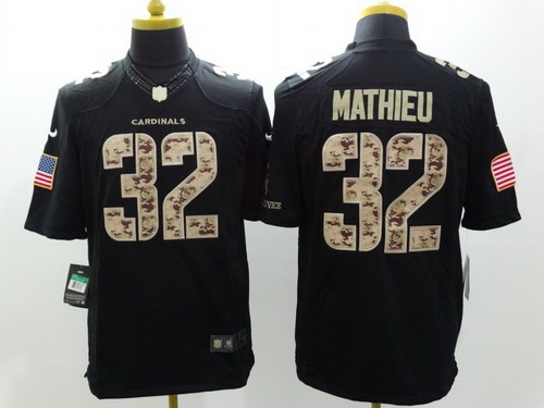 Nike Arizona Cardinals #32 Tyrann Mathieu Salute to Service Black Limited Jersey