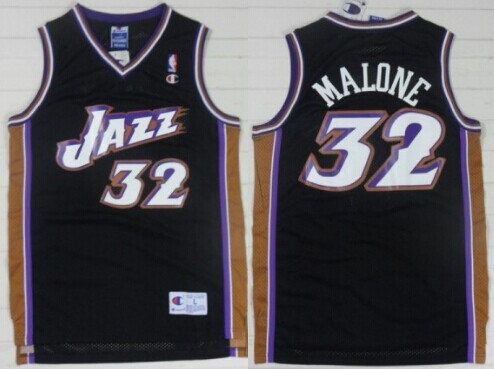 Utah Jazz #32 Karl Malone Black Swingman Throwback Jersey