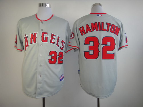 LA Angels of Anaheim #32 Josh Hamilton Gray Jersey