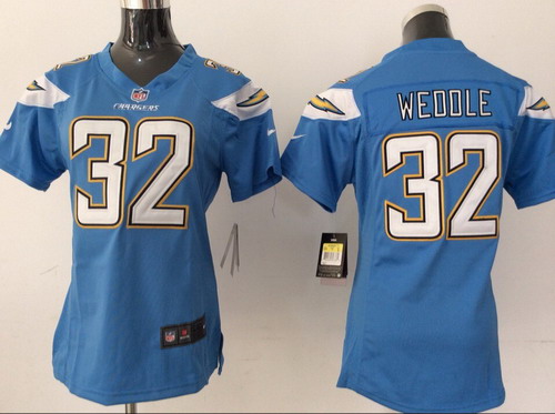 Nike San Diego Chargers #32 Eric Weddle 2013 Light Blue Game Womens Jersey