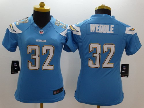 Nike San Diego Chargers #32 Eric Weddle 2013 Light Blue Limited Womens Jersey