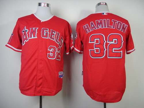 LA Angels of Anaheim #32 Josh Hamilton Red Jersey