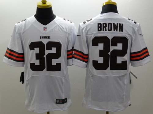 Nike Cleveland Browns #32 Jim Brown White Elite Jersey